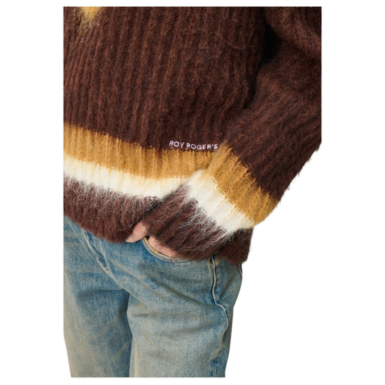Maglia Fluffy con scollo V Brown FUFFLY V NECK C0712 ROY ROGER'S 