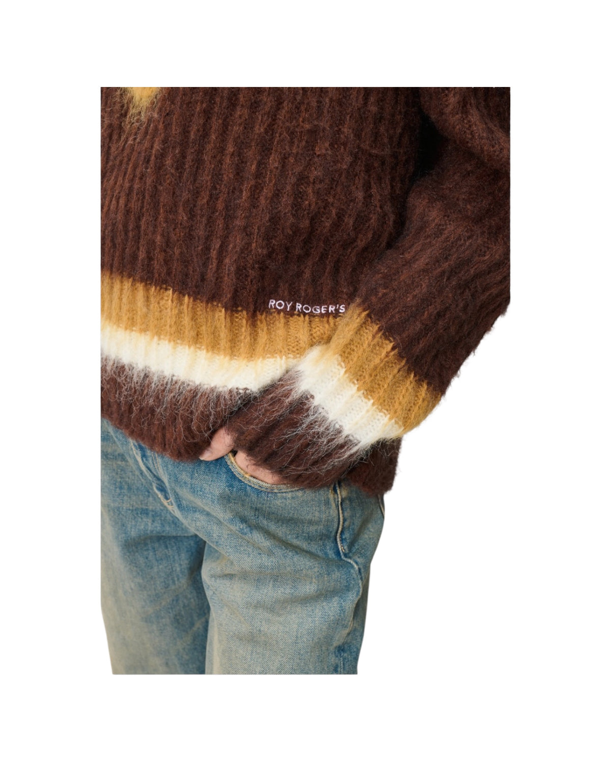 Maglia Fluffy con scollo V Brown FUFFLY V NECK C0712 ROY ROGER'S 