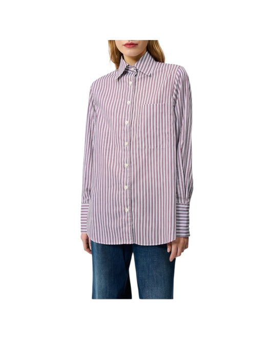 Camicia in cotone a righe Off white / Red JESSIE C0404 ROY ROGER'S 