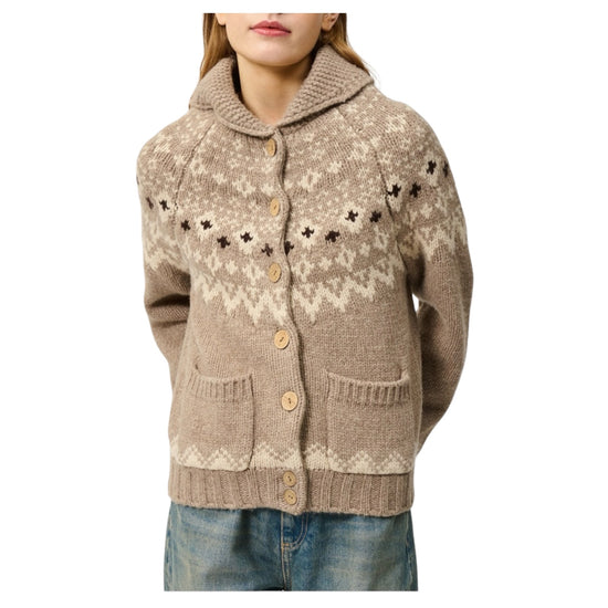 Cardigan Norway in lana Taupe NORWAY CARDIGAN OLD GLORY C0010 ROY ROGER'S 