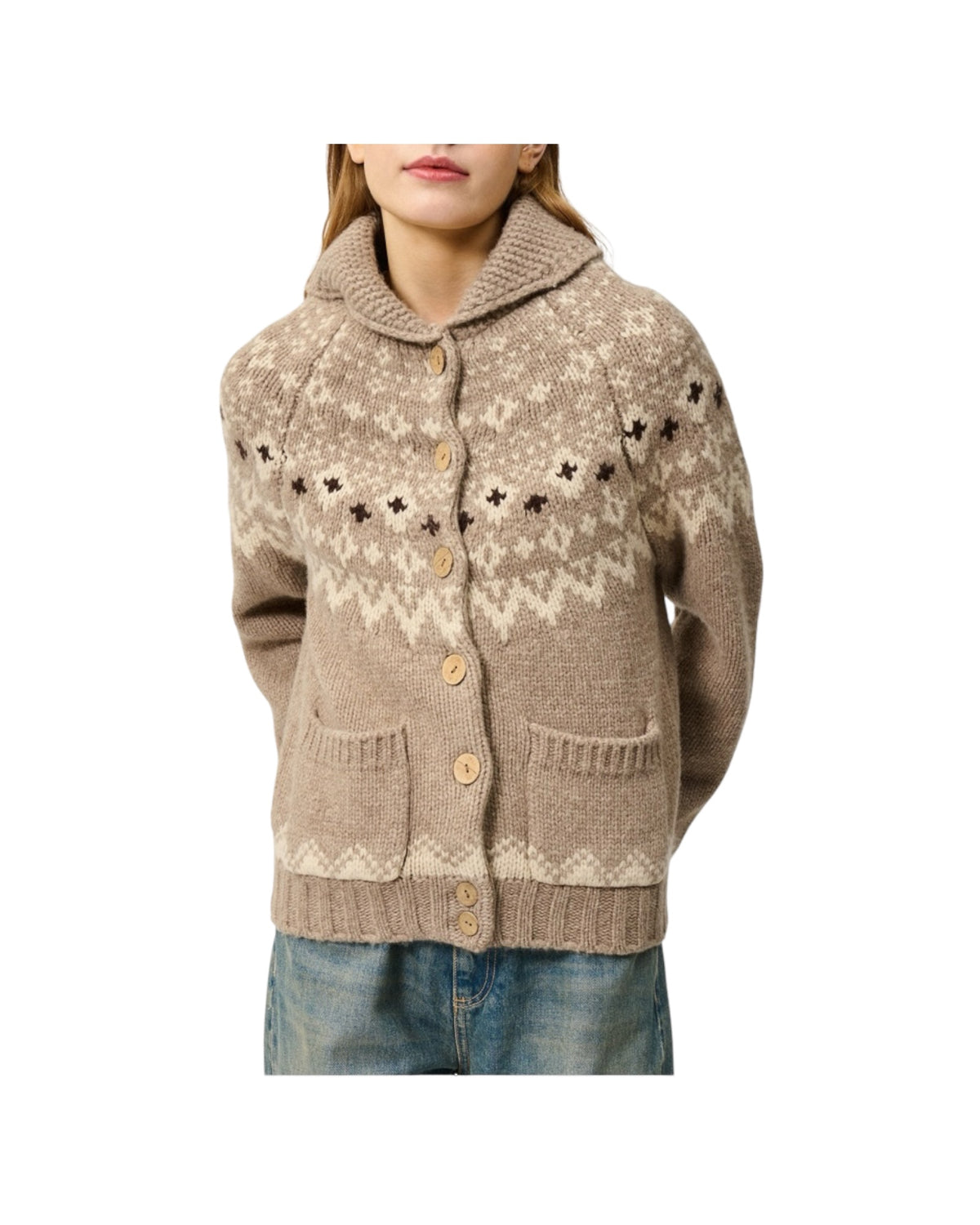 Cardigan Norway in lana Taupe NORWAY CARDIGAN OLD GLORY C0010 ROY ROGER'S 