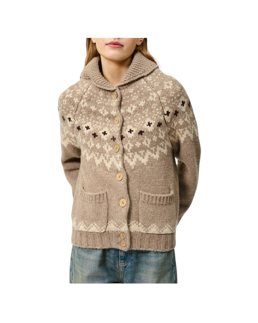 Cardigan Norway in lana Taupe NORWAY CARDIGAN OLD GLORY C0010 ROY ROGER'S 