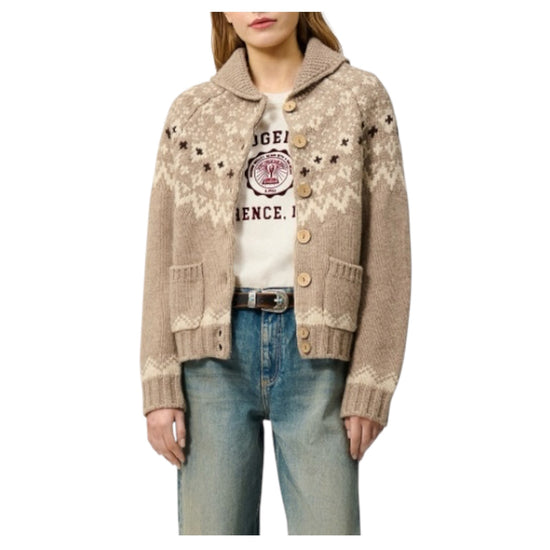 Cardigan Norway in lana Taupe NORWAY CARDIGAN OLD GLORY C0010 ROY ROGER'S 