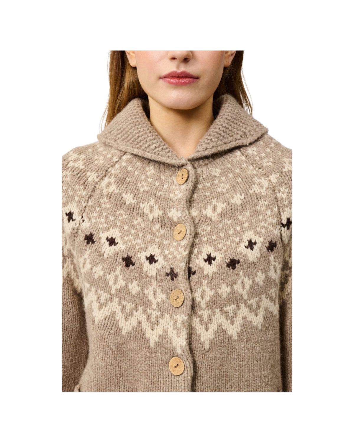 Cardigan Norway in lana Taupe NORWAY CARDIGAN OLD GLORY C0010 ROY ROGER'S 