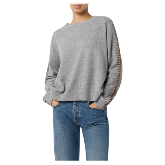 Maglia girocollo in lana Grey mix SADDLE CREW NECK C0734 ROY ROGER'S 