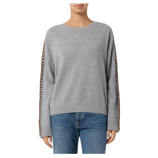 Maglia girocollo in lana Grey mix SADDLE CREW NECK C0734 ROY ROGER'S 