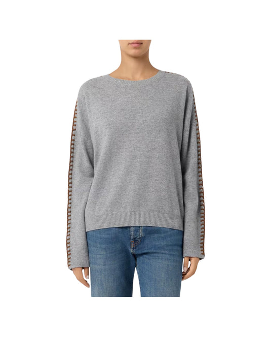 Maglia girocollo in lana Grey mix SADDLE CREW NECK C0734 ROY ROGER'S 