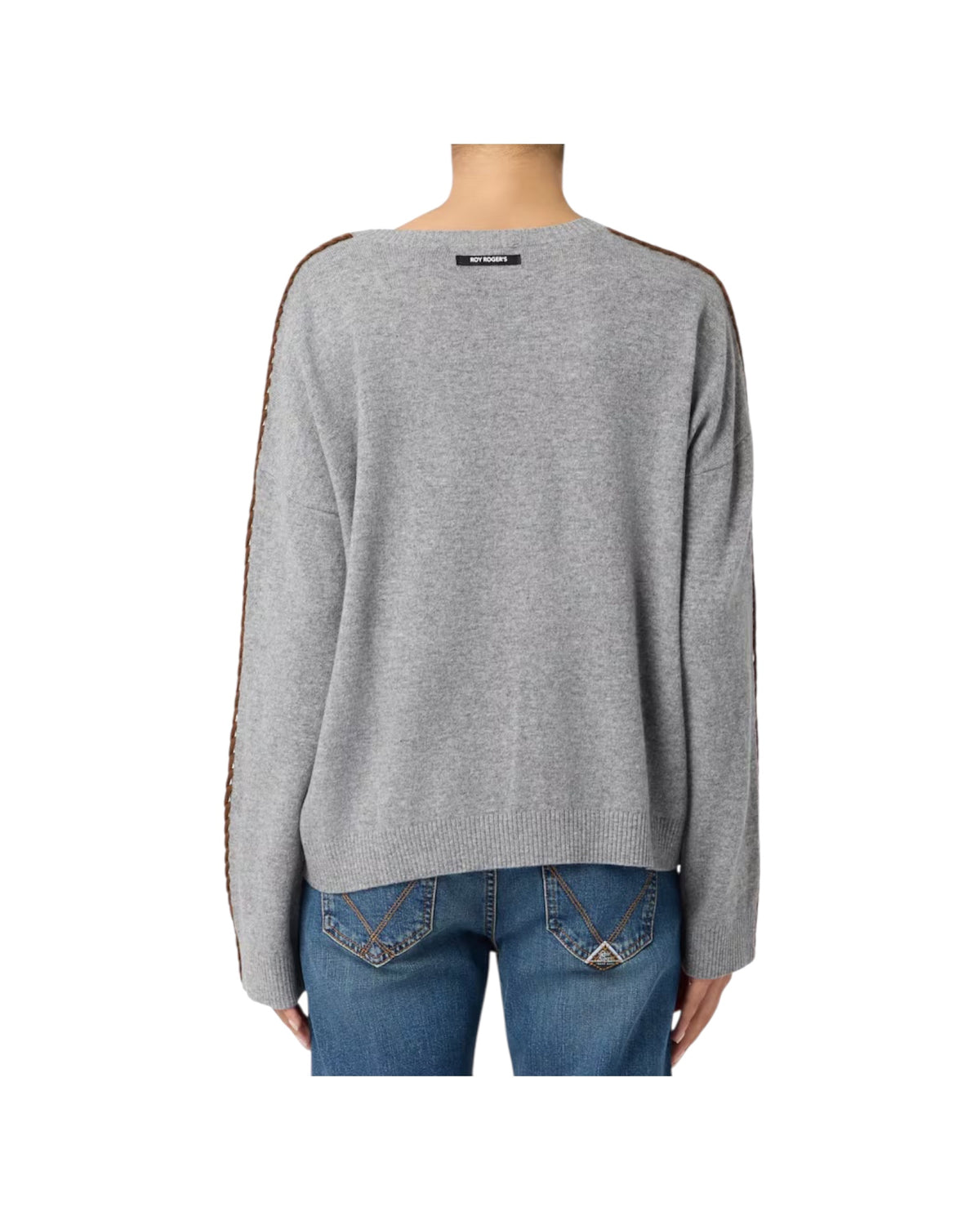 Maglia girocollo in lana Grey mix SADDLE CREW NECK C0734 ROY ROGER'S 