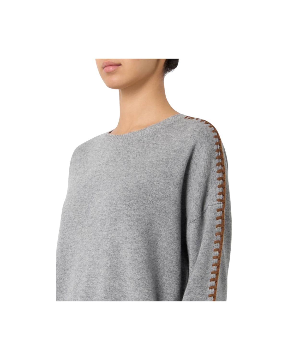 Maglia girocollo in lana Grey mix SADDLE CREW NECK C0734 ROY ROGER'S 
