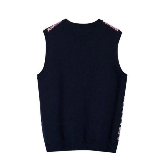 Gilet in lana Shetland Navy Fancy Jacquard STOW A0A SEBAGO 