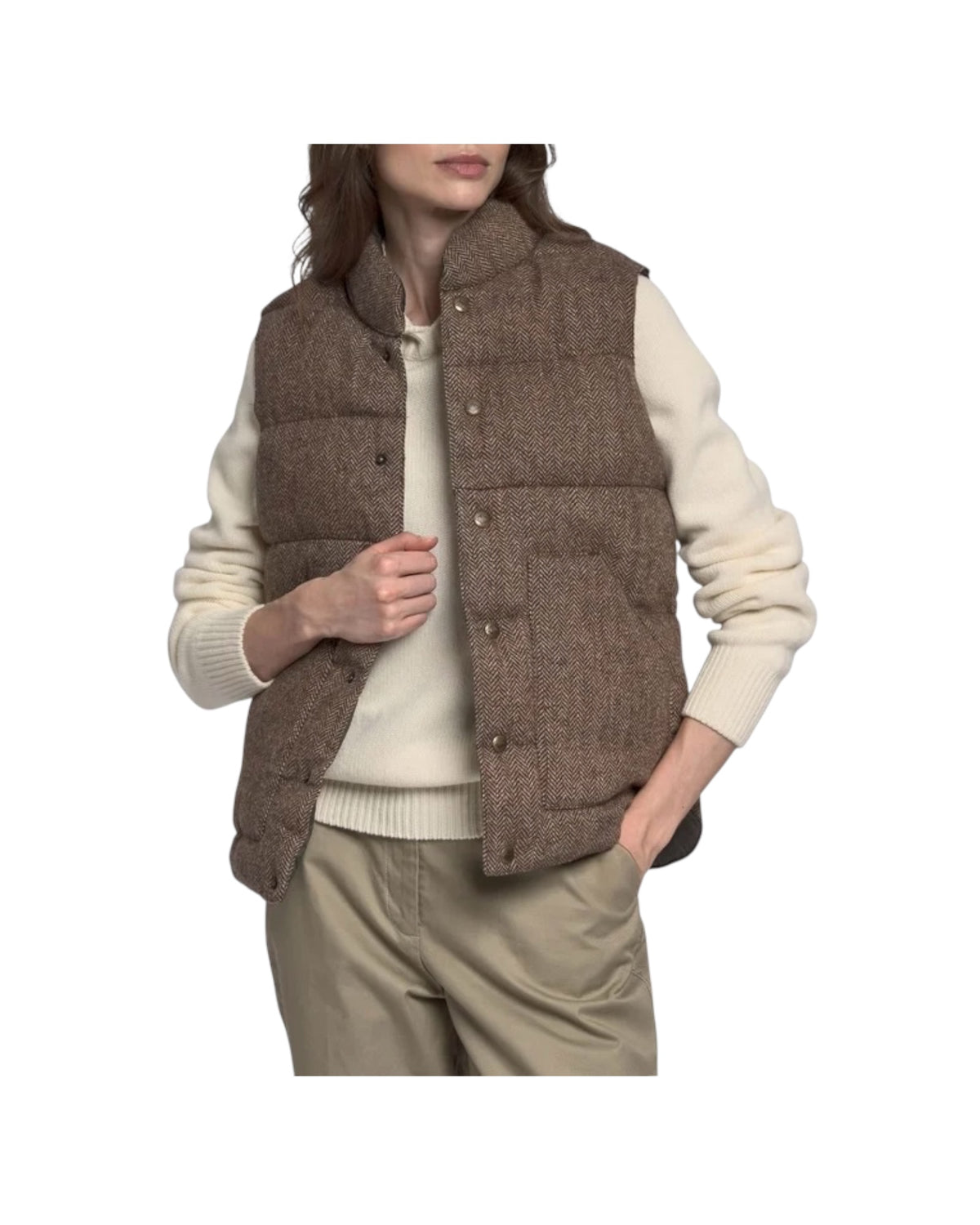 Gilet Unisex reversibile Herringbone Brown WEBB HERRINGBONE A01 SEBAGO 