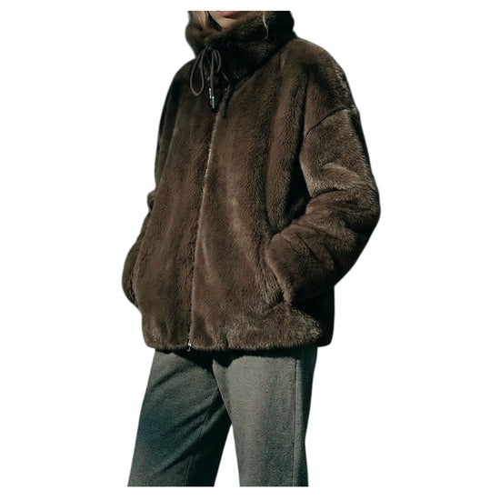 Giacca reversibile effetto pelliccia FW26 109 BROWN SINCE'RE PARIS 