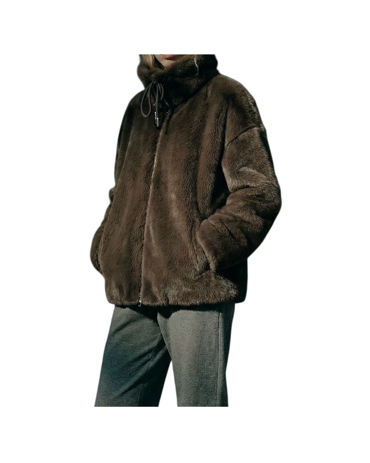 Giacca reversibile effetto pelliccia FW26 109 BROWN SINCE'RE PARIS 