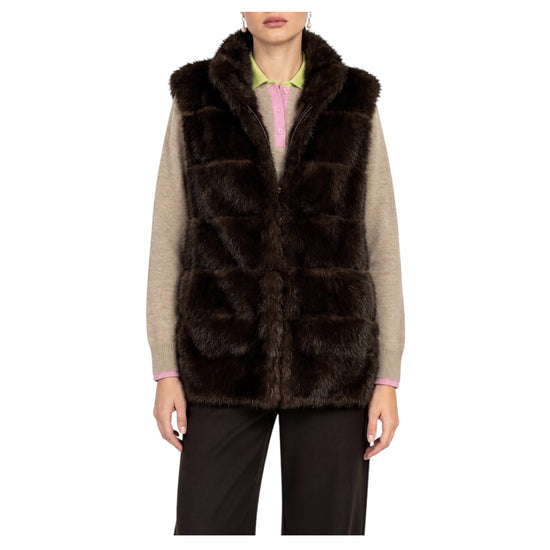 Gilet in eco pelliccia Brown FW26 111 BROWN SINCE'RE PARIS 