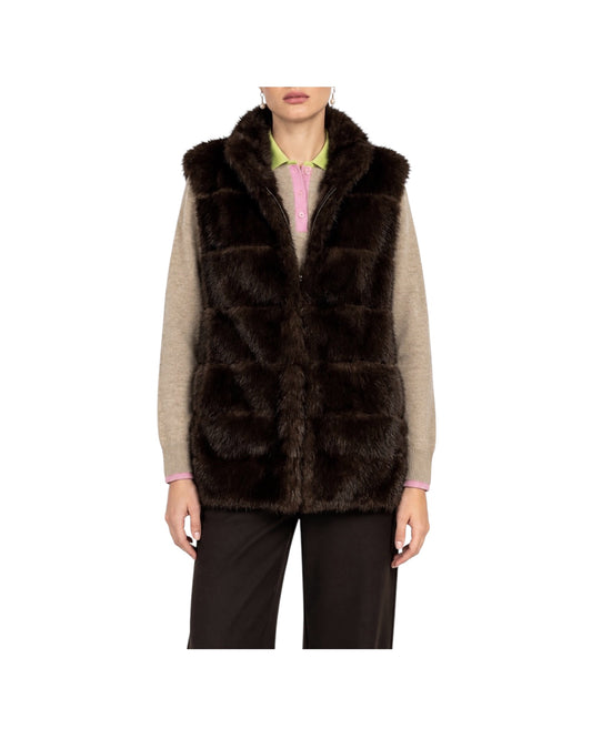 Gilet in eco pelliccia Brown FW26 111 BROWN SINCE'RE PARIS 
