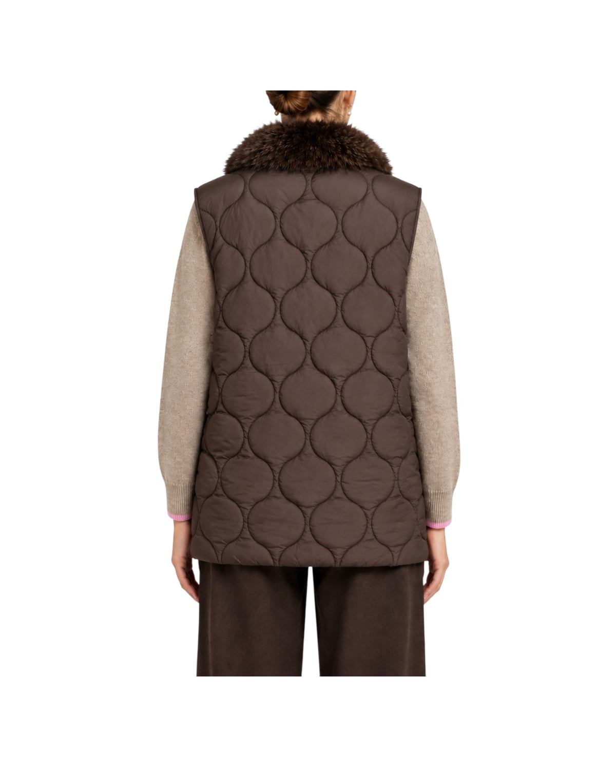 Gilet in eco pelliccia Brown FW26 111 BROWN SINCE'RE PARIS 