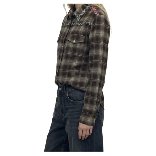 Camicia Check Brown con ricami FW26 117 CHECK BROWN SINCE'RE PARIS 