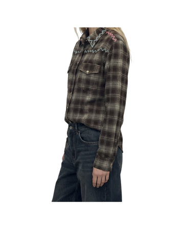 Camicia Check Brown con ricami FW26 117 CHECK BROWN SINCE'RE PARIS 