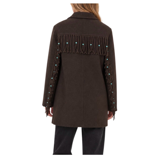 Cappotto corto con frange Brown FW26 147 BROWN SINCE'RE PARIS 