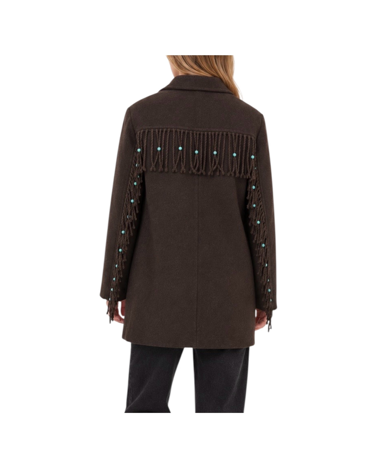 Cappotto corto con frange Brown FW26 147 BROWN SINCE'RE PARIS 