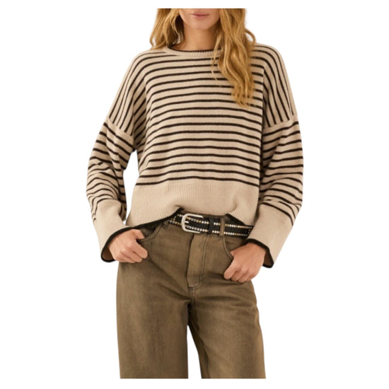 Maglia a righe Beige e cioccolato S40B0057 BEIGE E CIOCCOLATO SOUVENIR 