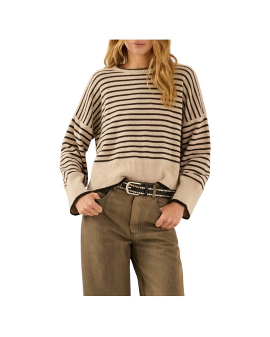 Maglia a righe Beige e cioccolato S40B0057 BEIGE E CIOCCOLATO SOUVENIR 