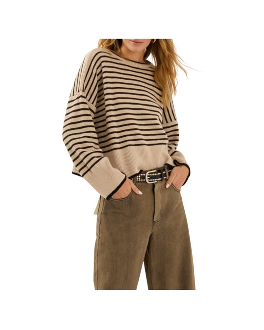 Maglia a righe Beige e cioccolato S40B0057 BEIGE E CIOCCOLATO SOUVENIR 