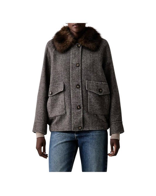 Giacca con pelliccia Marrone Burro TAC0059 MARRONE BURRO VICOLO 