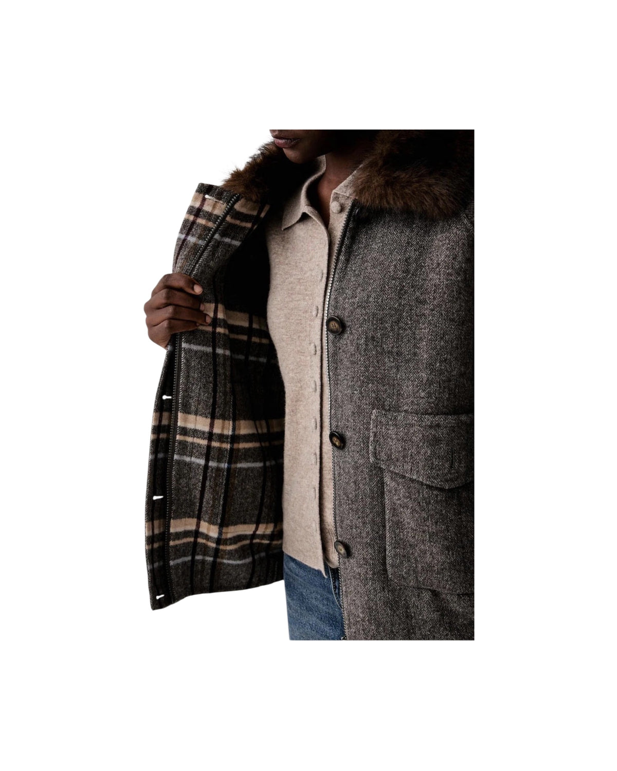Giacca con pelliccia Marrone Burro TAC0059 MARRONE BURRO VICOLO 
