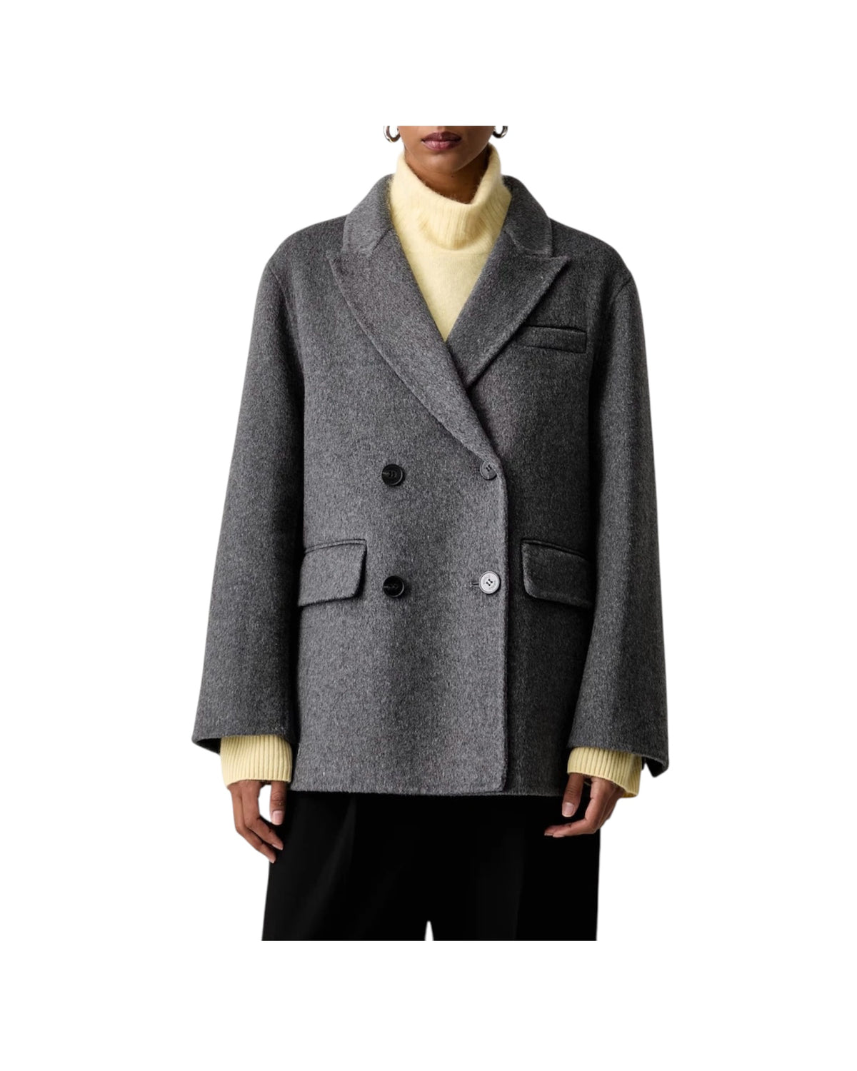 Cappotto corto misto lana Grigio Melange TAC0083 GRIGIO MEDIO MELANGE VICOLO 