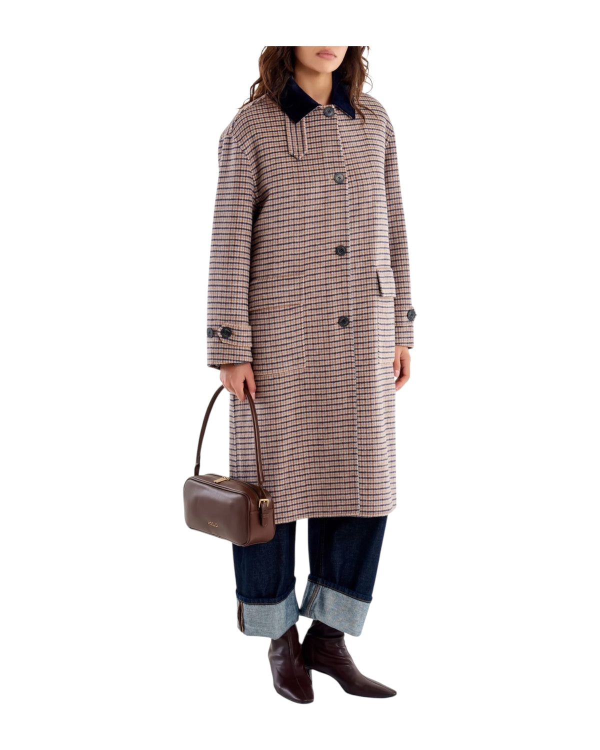 Cappotto lungo a quadri Fondente TAC0173 FONDENTE VICOLO 