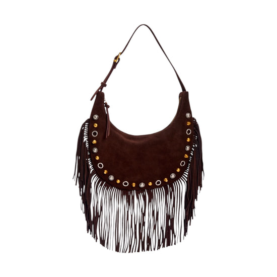 Borsa mezza luna con frange Moka XAC0025 MOKA VICOLO 