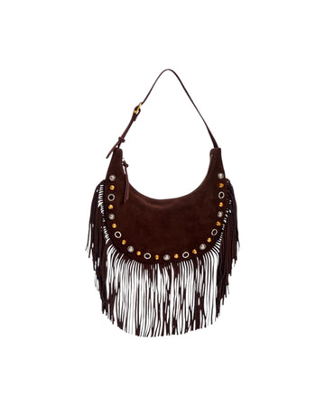 Borsa mezza luna con frange Moka XAC0025 MOKA VICOLO 