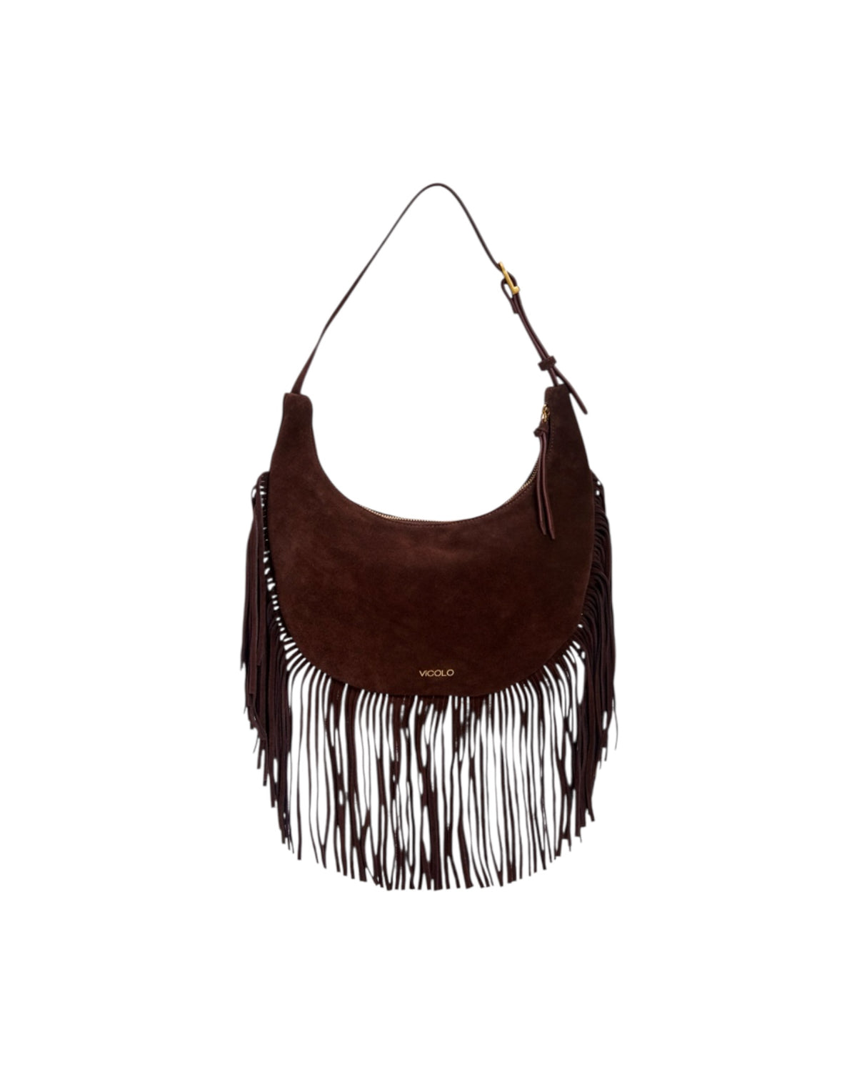 Borsa mezza luna con frange Moka XAC0025 MOKA VICOLO 