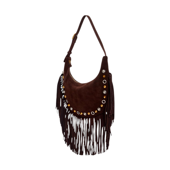 Borsa mezza luna con frange Moka XAC0025 MOKA VICOLO 