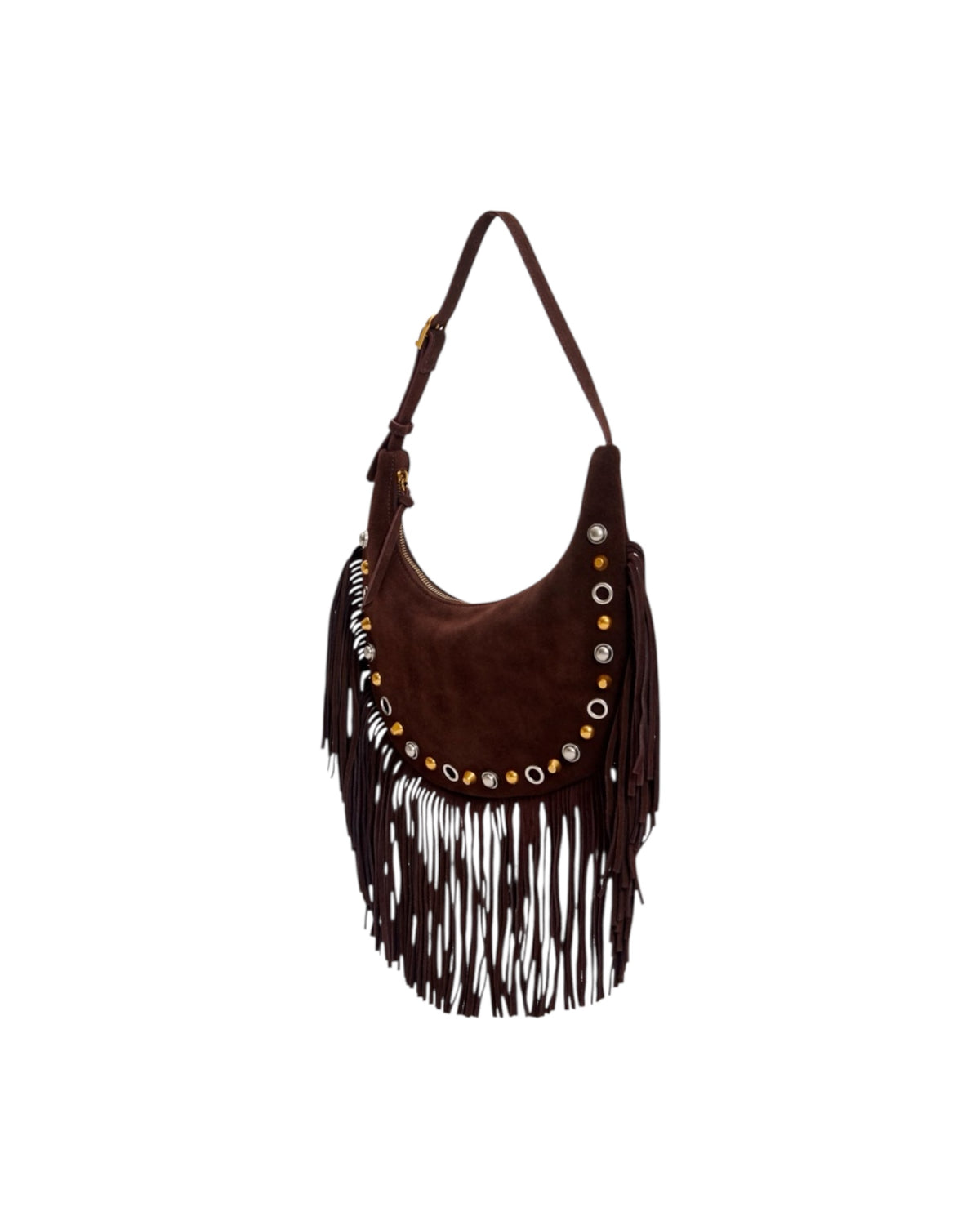 Borsa mezza luna con frange Moka XAC0025 MOKA VICOLO 