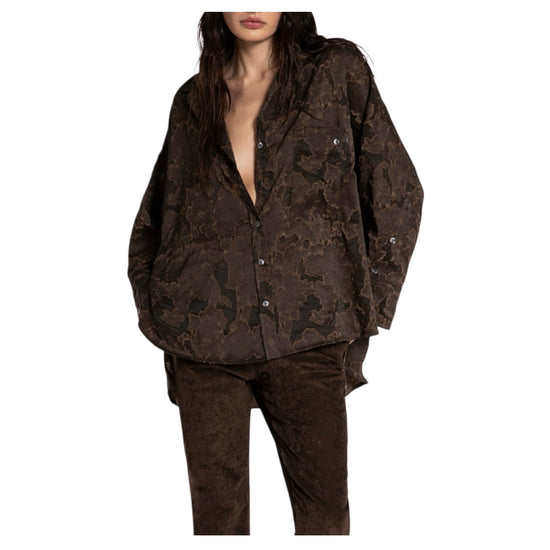 Camicia Jacquard Marrone 26WSD55 370 81 WHITESAND 