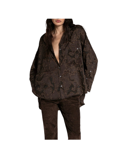 Camicia Jacquard Marrone 26WSD55 370 81 WHITESAND 
