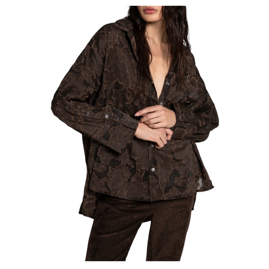 Camicia Jacquard Marrone 26WSD55 370 81 WHITESAND 