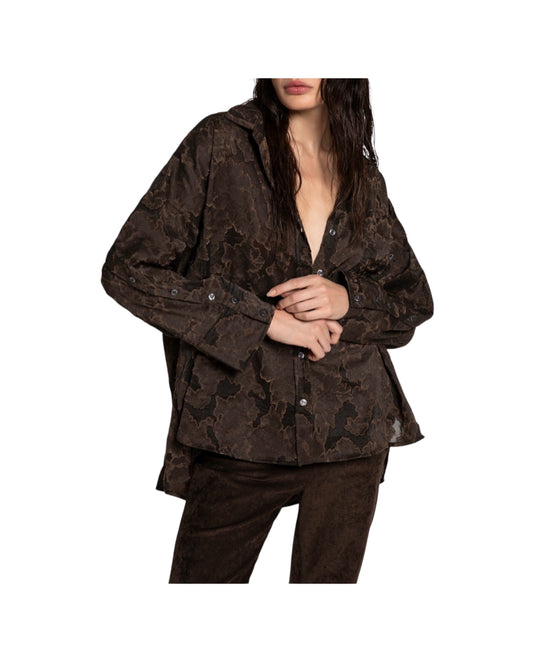 Camicia Jacquard Marrone 26WSD55 370 81 WHITESAND 