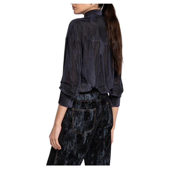 Camicia in velluto trasparente Blu 26WSD55 376 037 WHITESAND 