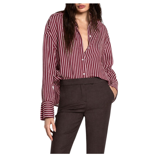 Camicia misto viscosa a righe Bordeaux 26WSD55 501 19 WHITESAND 