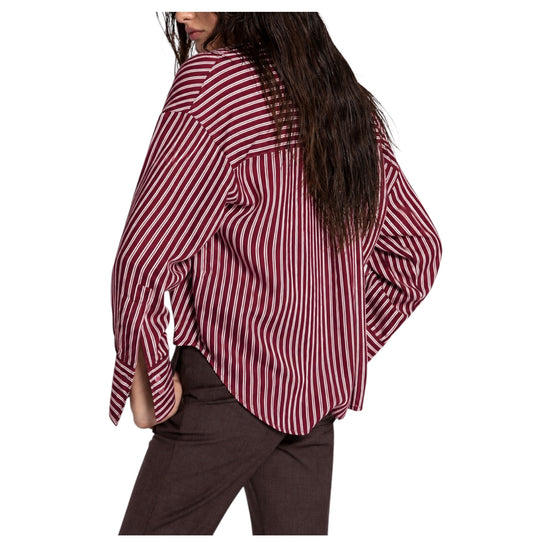 Camicia misto viscosa a righe Bordeaux 26WSD55 501 19 WHITESAND 