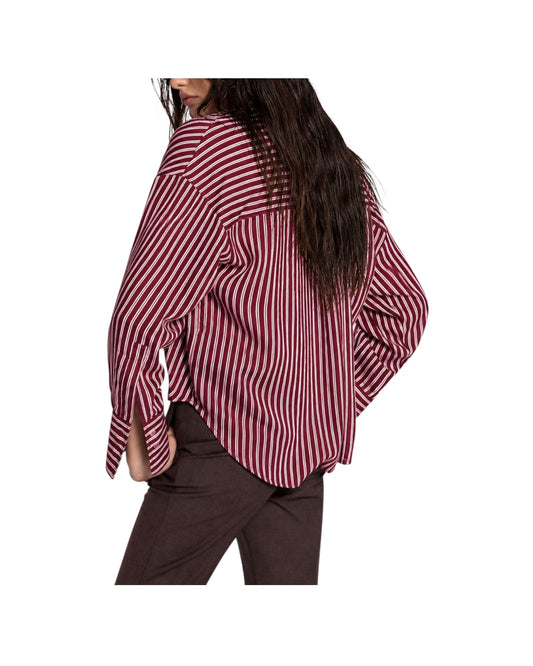 Camicia misto viscosa a righe Bordeaux 26WSD55 501 19 WHITESAND 