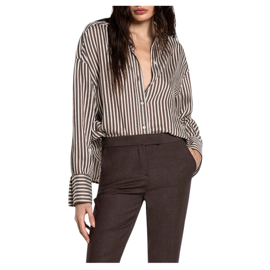 Camicia misto viscosa a righe Marroni 26WSD55 501 81 WHITESAND 