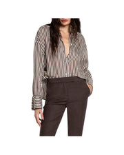 Camicia misto viscosa a righe Marroni
