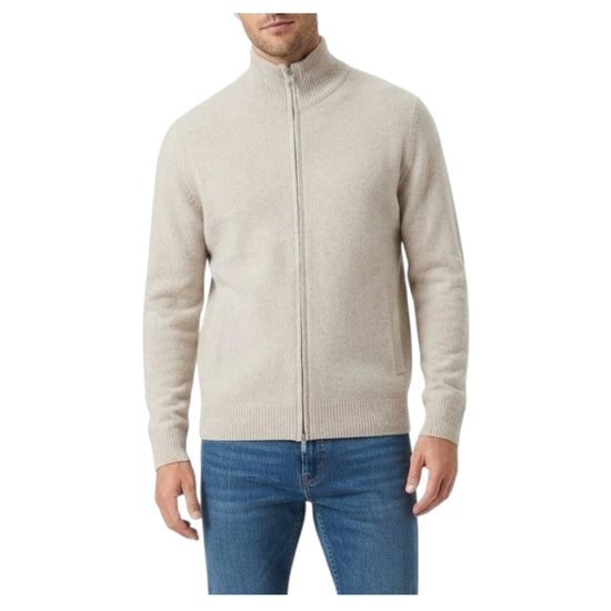 Maglione full zip in lana Crema 0126 101 WOOL&CO 