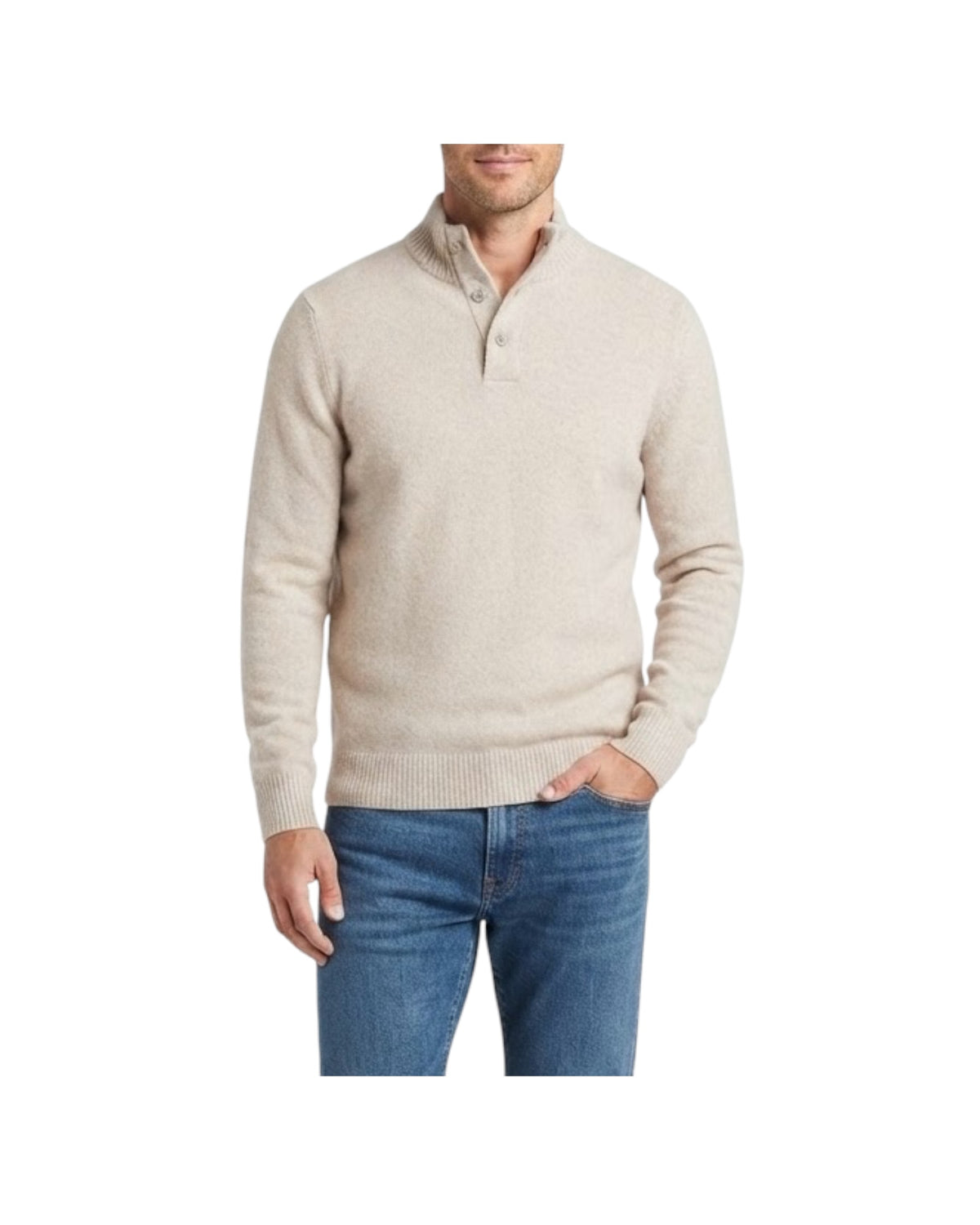 Maglione collo alto con bottoni Crema 0140 101 WOOL&CO 