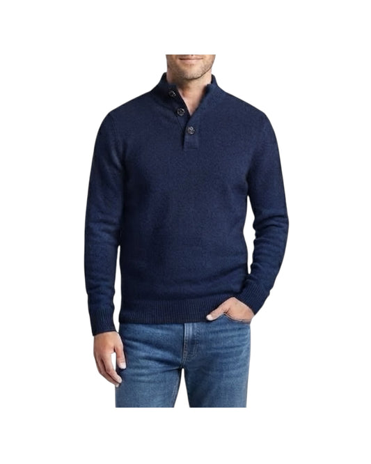 Maglione collo alto con bottoni Blu 0140 23 WOOL&CO 