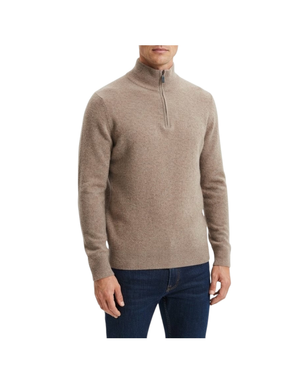 Lupetto in lana con zip Corteccia 0141 36 WOOL&CO 